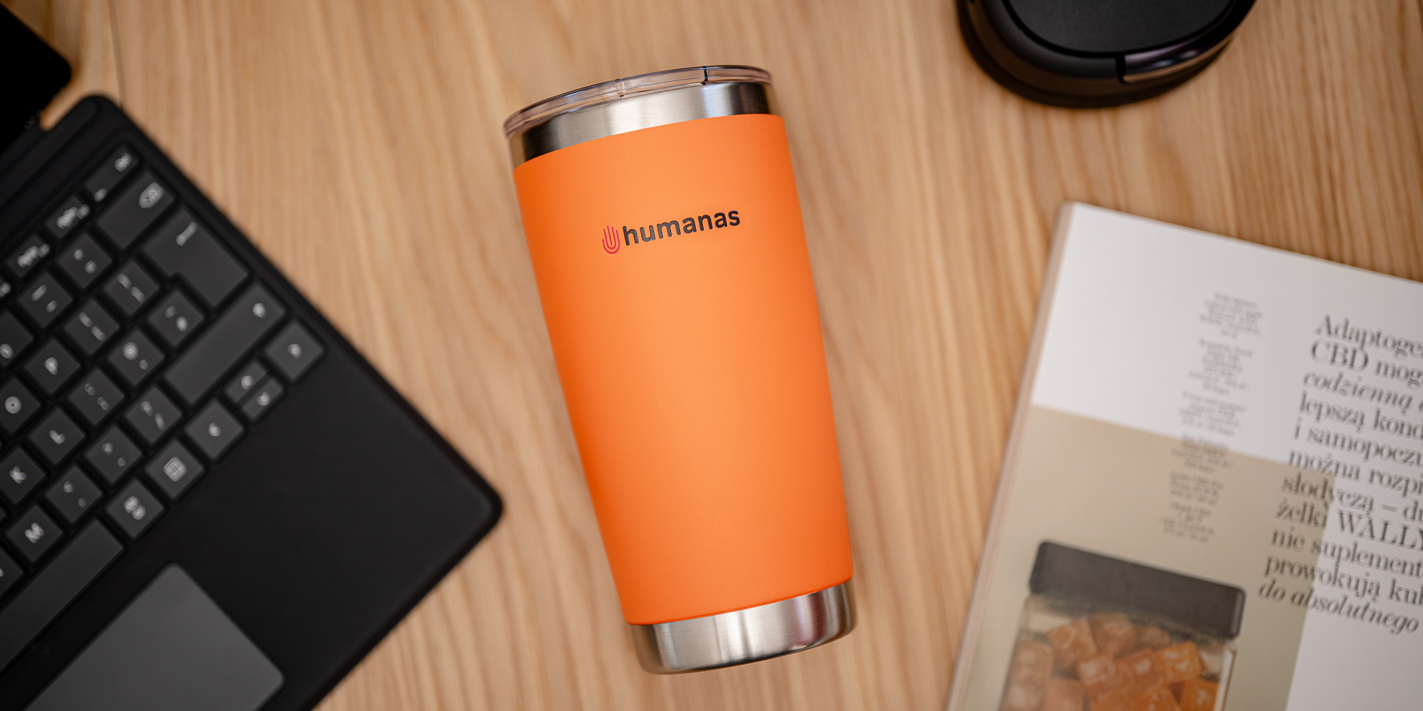 Kubek termiczny Humanas Fluo 600 ml - pomarańczowy